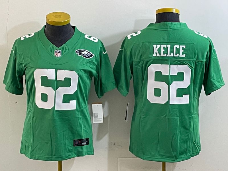 Youth Philadelphia Eagles 62 Kelce Green three generations 2025 Nike Vapor Limited NFL Jersey style 3